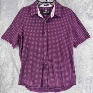 Buttercloth Mens Geometric  Short Sleeve Button Down Shirt Regular Fit Size L